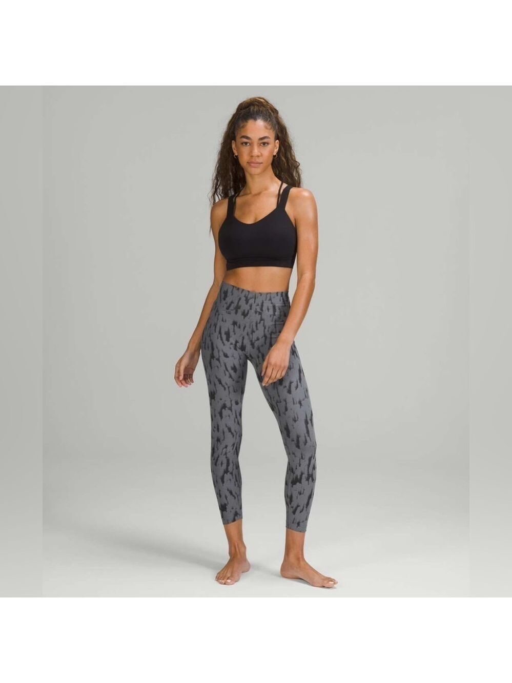 Lululemon InStill High-Rise Tight 25" Size 0 3D Camo Jacquard Asphalt Gray Black